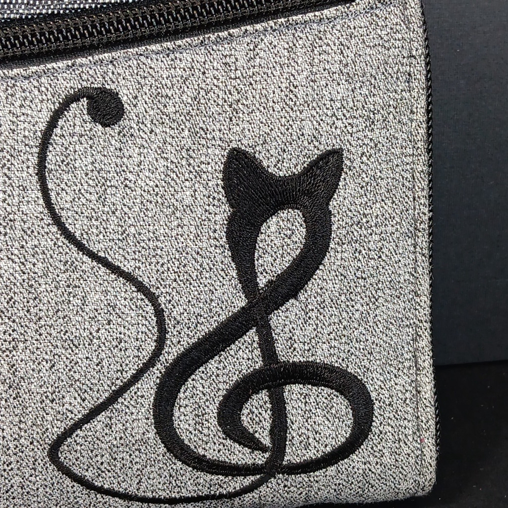 Jak's ACC-146 Womens Wallet Gray Crossbody Embroidered Sole Clef Very Good X - Picture 5 of 11
